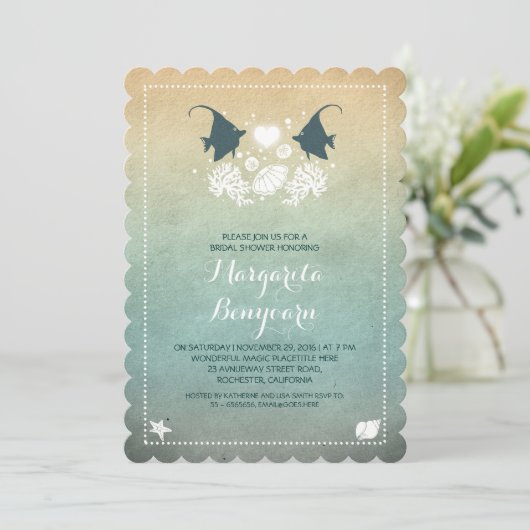 invitation à la douche nuptiale de plage de poisso (Debout devant)