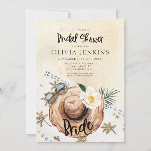 Invitation à la douche nuptiale de plage tropicale (Devant)