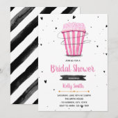 Invitation à la douche nuptiale de pop-corn rose (Devant / Derrière)