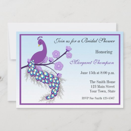 Invitation à la douche nuptiale de Purple Peacock (Devant)