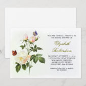 invitation à la douche nuptiale de roses blanches (Devant / Derrière)