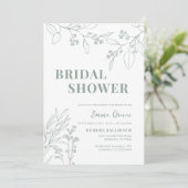 Invitation à la douche nuptiale de Sage Green Flor (Debout devant)