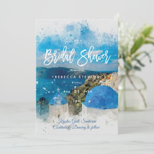 Invitation à la douche nuptiale de Santorin Grèce (Debout devant)