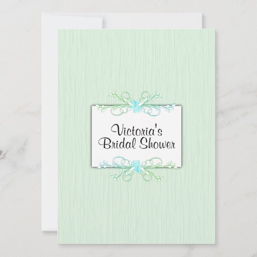 Invitation à la douche nuptiale de simplicité vert (Dos)