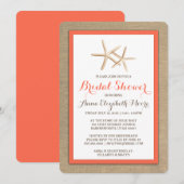 Invitation à la douche nuptiale de Starfish Burlap (Devant / Derrière)