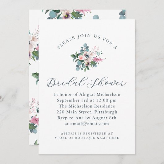 Invitation à la douche nuptiale de style vintage (Devant / Derrière)