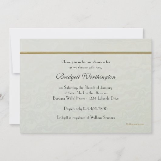 Invitation à la douche nuptiale de thé (Dos)