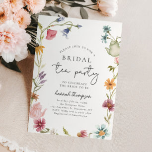Invitation à la douche nuptiale de thé fleur sauva