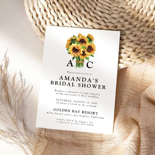 Invitation à la douche nuptiale de tournesol