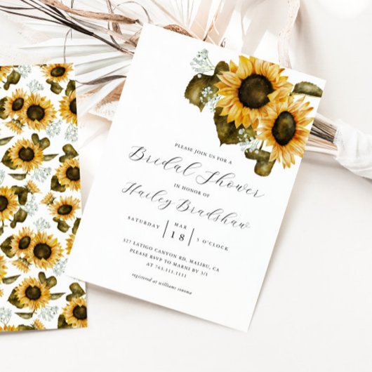 Invitation à la douche nuptiale de tournesol