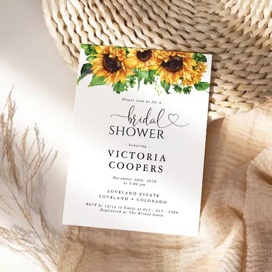Invitation à la douche nuptiale de tournesol