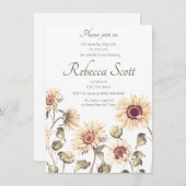 Invitation à la douche nuptiale de tournesol (Devant / Derrière)