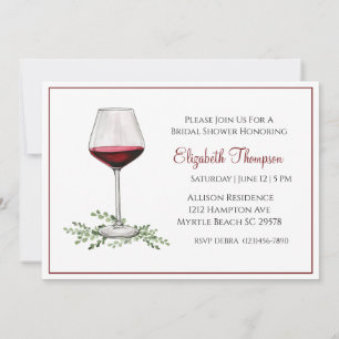 Invitation à la douche nuptiale de vin rouge