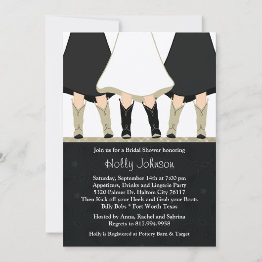 Invitation à la douche nuptiale de Western Boots B (Devant)