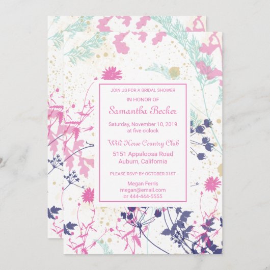 Invitation à la douche nuptiale de Whimsical Botan (Devant / Derrière)