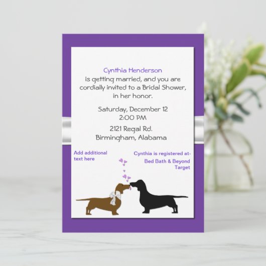 Invitation à la douche nuptiale de Whimsical Dachs (Debout devant)