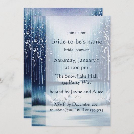 Invitation à la douche nuptiale des aigrettes d'hi (Devant / Derrière)