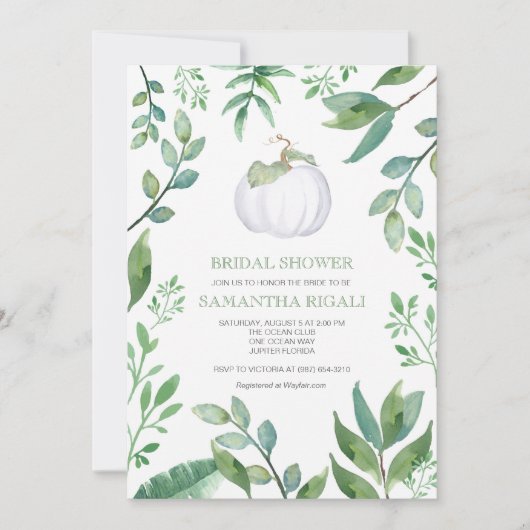 Invitation à la douche nuptiale des Citrouilles bl (Devant)