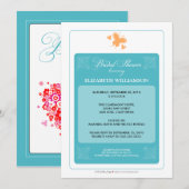 Invitation à la douche nuptiale des Coeurs floraux (Devant / Derrière)