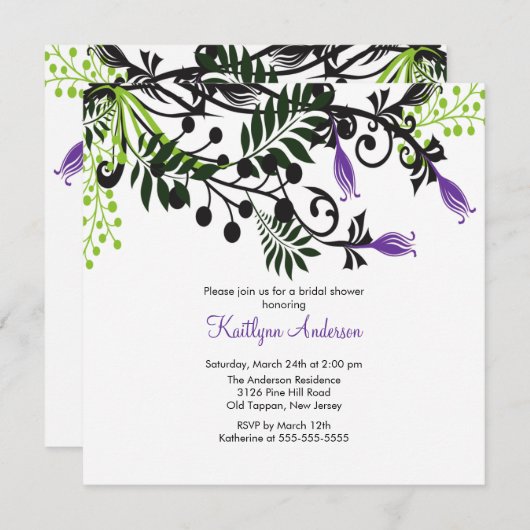 Invitation à la douche nuptiale des fleurs florale (Devant / Derrière)