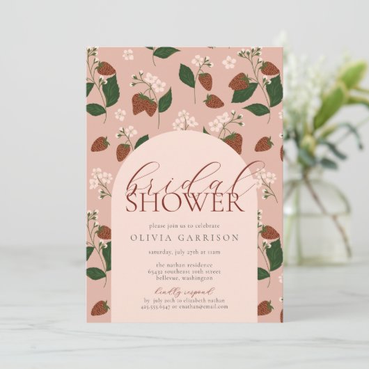 Invitation à la douche nuptiale des fraises d'été (Debout devant)
