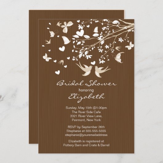 Invitation à la douche nuptiale des Inséparables B (Devant / Derrière)