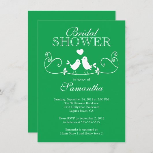 Invitation à la douche nuptiale des Inséparables m (Devant / Derrière)