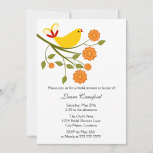 Invitation à la douche nuptiale des oiseaux chante