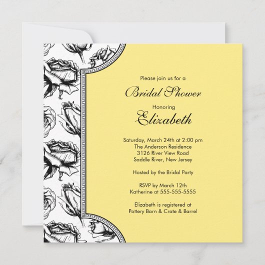 Invitation à la douche nuptiale des Roses Vintages (Devant)