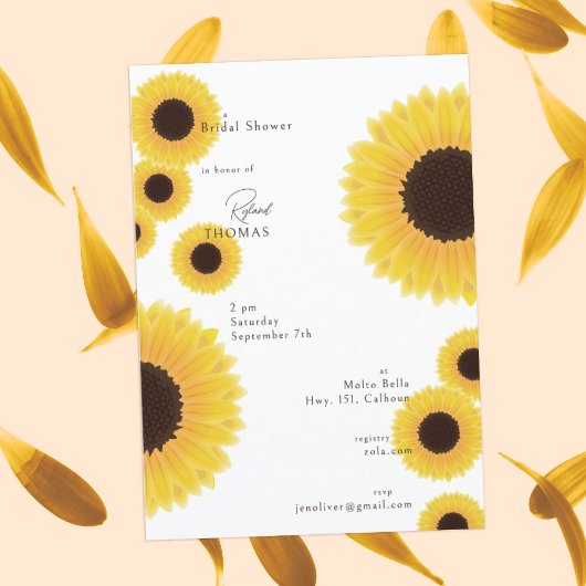 Invitation à la douche nuptiale des tournesols