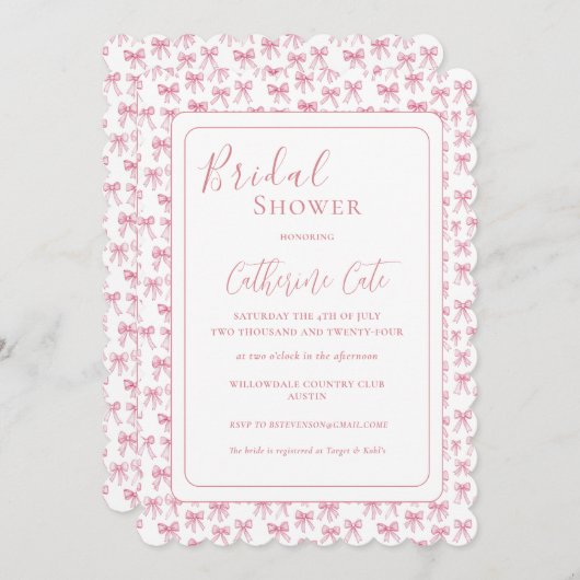 Invitation à la douche nuptiale des vaches roses (Devant / Derrière)