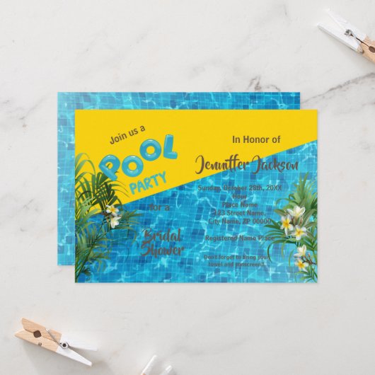 Invitation à la douche nuptiale d'été au bord de l (Devant/Arrière en situation)