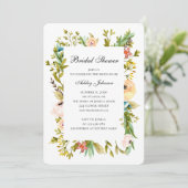 Invitation à la douche nuptiale d'été. Fleurs de j (Debout devant)