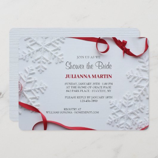 Invitation à la douche nuptiale d'hiver (Devant / Derrière)