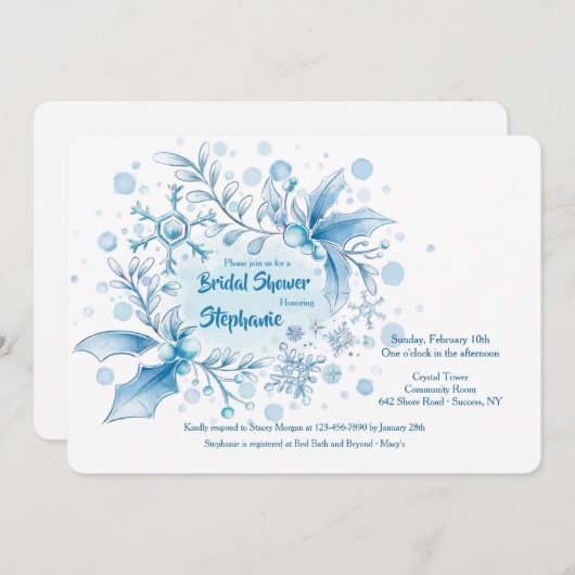 Invitation à la douche nuptiale d'hiver (Devant / Derrière)