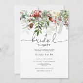 Invitation à la douche nuptiale d'hiver à feuillag (Devant)