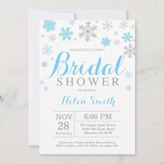 Invitation à la douche nuptiale d'hiver Flocon de (Devant)