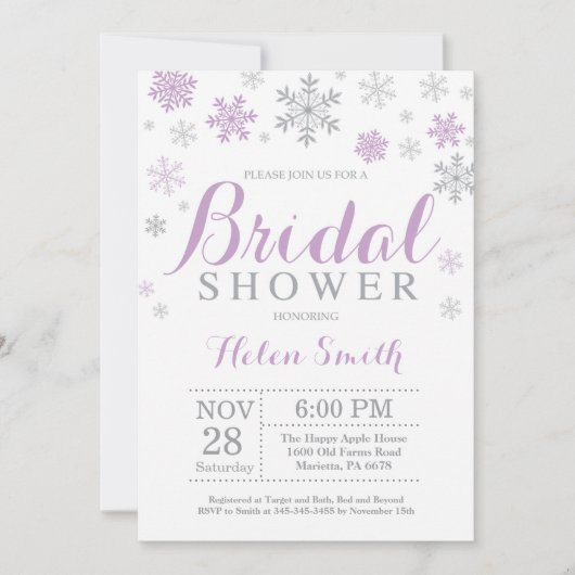 Invitation à la douche nuptiale d'hiver Flocon de (Devant)