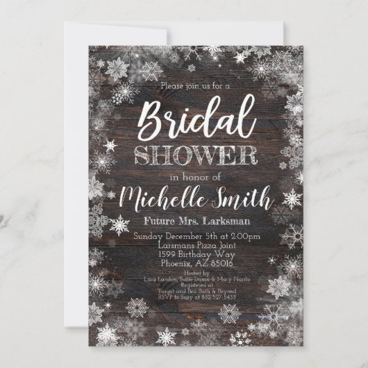 Invitation à la douche nuptiale d'hiver, nuptiale  (Devant)