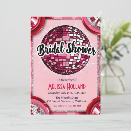 invitation à la douche nuptiale disco (Debout devant)