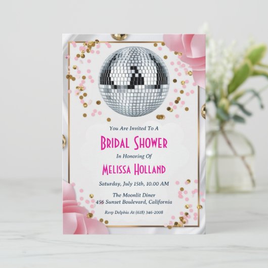 invitation à la douche nuptiale disco (Debout devant)