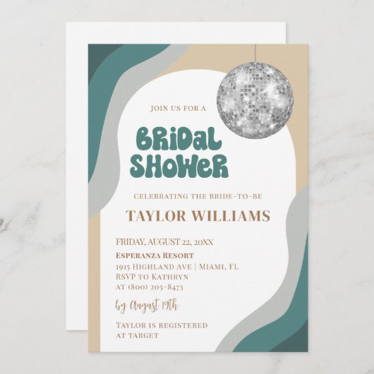 Invitation à la douche nuptiale Disco super (Devant / Derrière)