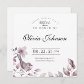 Invitation à la douche nuptiale d'oiseaux floraux (Devant / Derrière)