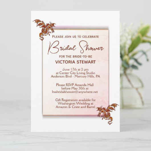 Invitation à la douche nuptiale Dragon (Debout devant)