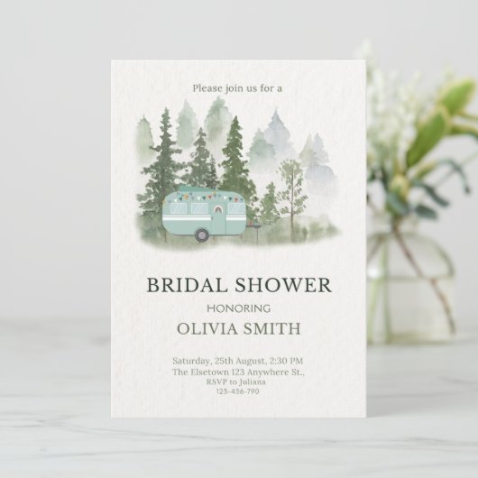 Invitation à la douche nuptiale du Camper Boho vin (Debout devant)