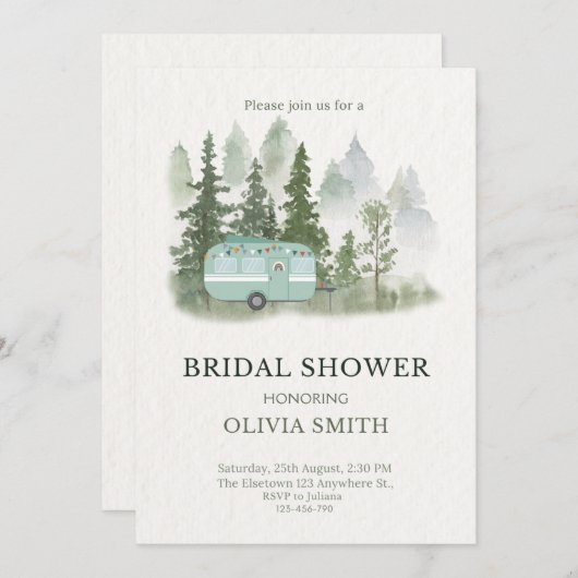 Invitation à la douche nuptiale du Camper Boho vin (Devant / Derrière)