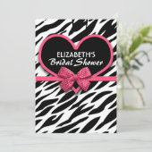 invitation à la douche nuptiale du coeur rose zèbr (Debout devant)