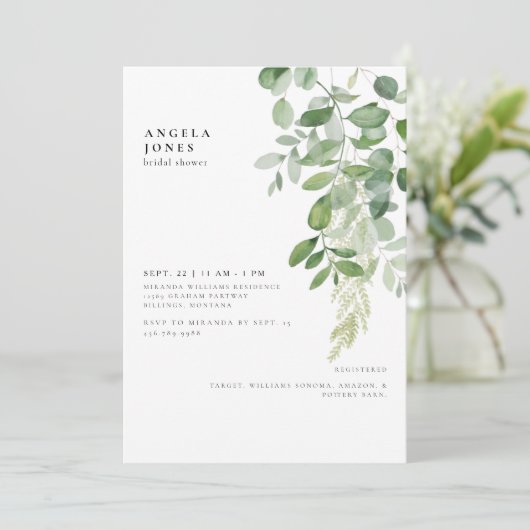 Invitation à la douche nuptiale du feuillage (Debout devant)