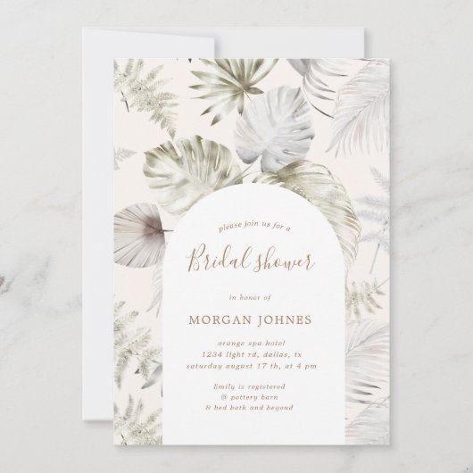 Invitation à la douche nuptiale du feuillage Tropi (Devant)