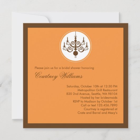 Invitation à la douche nuptiale du lustre moderne (Devant)